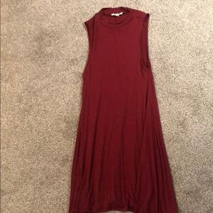 Red High-Neck Swing Dress